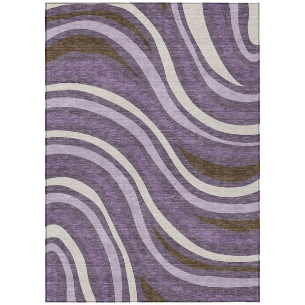 Chantille Machine Washable Indoor/Outdoor Abstract ACN2490 Plum 9 ft. x 12 ft. Area Rug