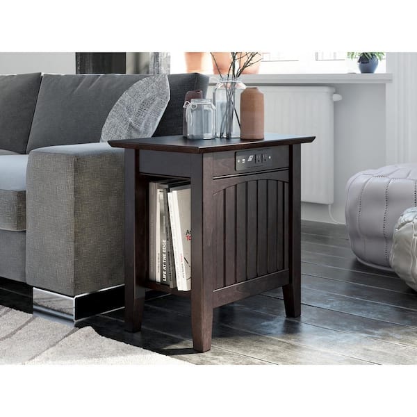 Atlantic Furniture Nantucket Chair Side Table with Charging Station in Espresso