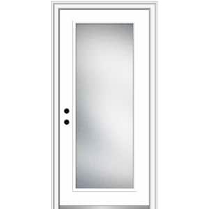 36 in. x 80 in. Micro Granite Right-Hand Inswing Full Lite Decorative Primed Fiberglass Smooth Prehung Front Door