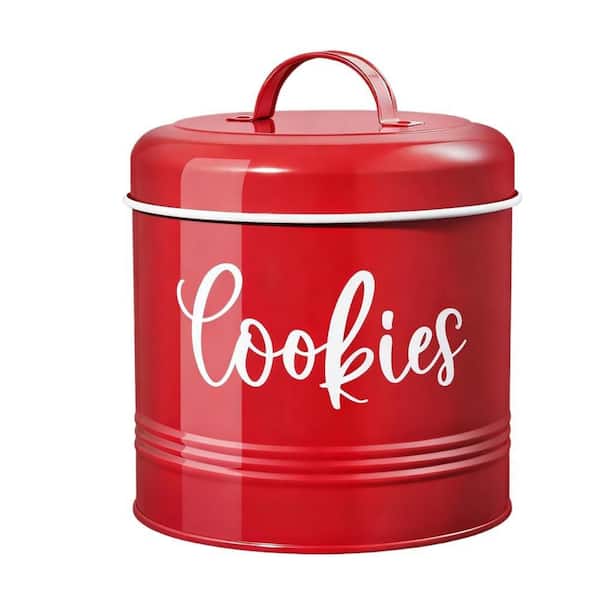1 Piece Red Cookie Jar for Kitchen Counter, Vintage Cookie Jar with Airtight Lid, Food Storage Container for Candy