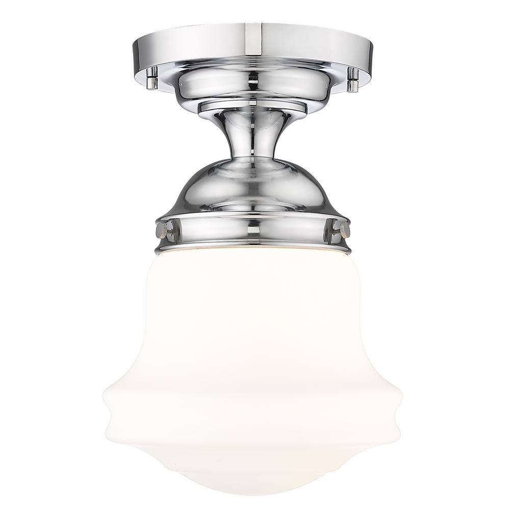 Vaughn 10.5 In. Chrome Flush Mount with Matte Opal Glass Shade with No Bulb