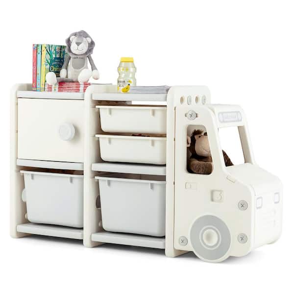 Kids Toy Storage Organizer Toddler Playroom Furniture w/ Plastic Bins Cabinet