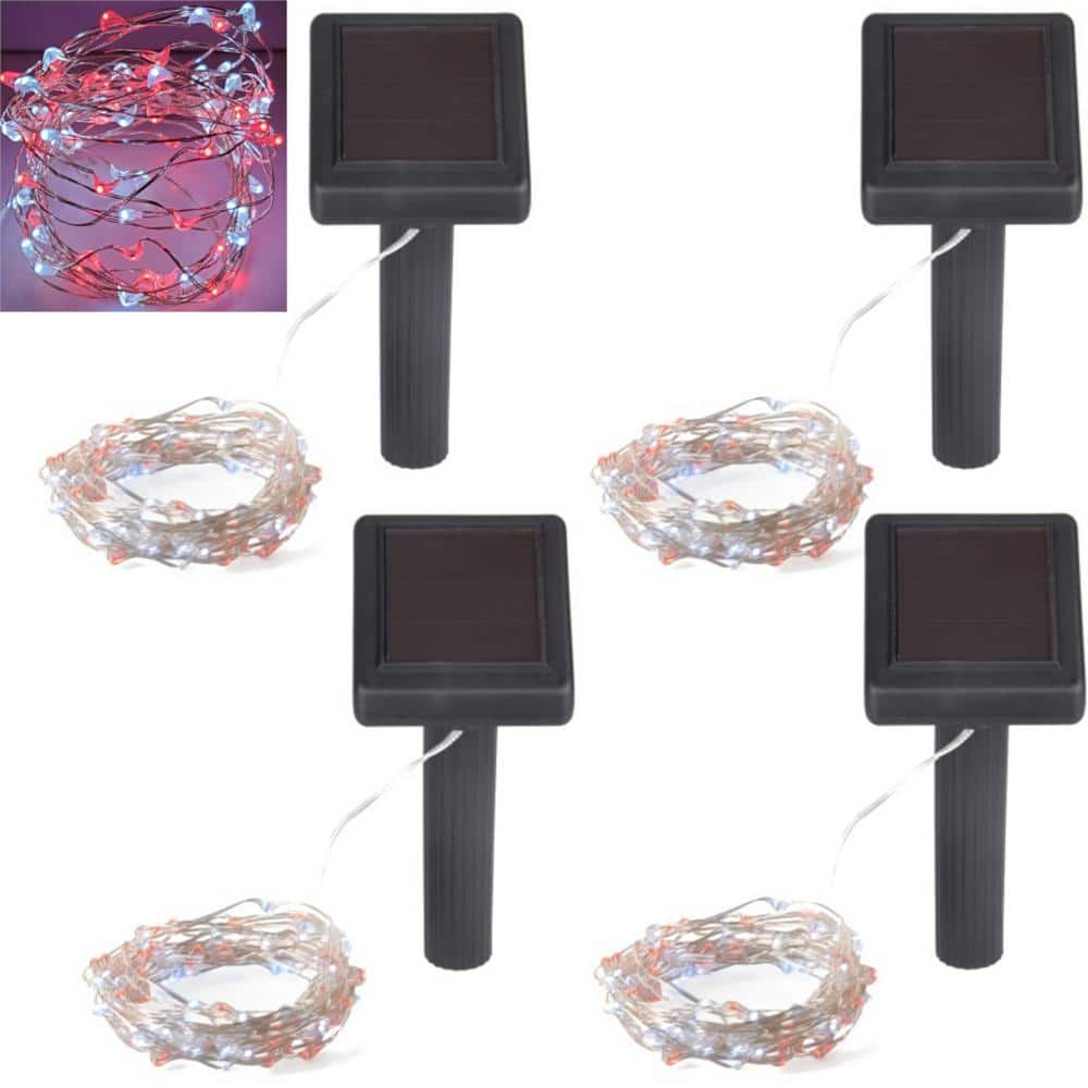 Outdoor 36 ft. Solar Micro LED String Light with 100 Red and White Alternat