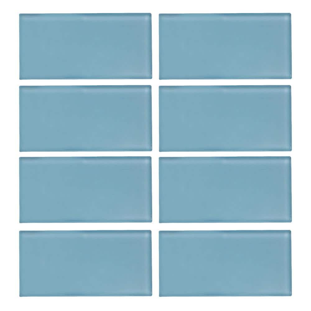 Jeffrey Court Caribbean Water Blue 3 In X 6 In Glossy Glass Wall Tile 1 Sq Ft Pack 99514