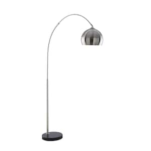 75.5 in. Gray 1 1-Way (On/Off) Arc Floor Lamp for Living Room with Metal Dome Shade