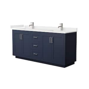 Miranda 72 in. W x 22 in. D x 33.75 in. H Double Bath Vanity in Dark Blue with White Quartz Top