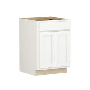 Shaker Partial Overlay 24 in. W x 24 in. D x 34.5 in. H Plywood Assembled Base Kitchen Cabinet in Linen White