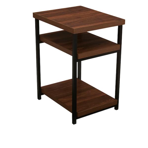 HOUSEHOLD ESSENTIALS 17.5 in. W 3-Tier End Table Mid-Century Walnut
