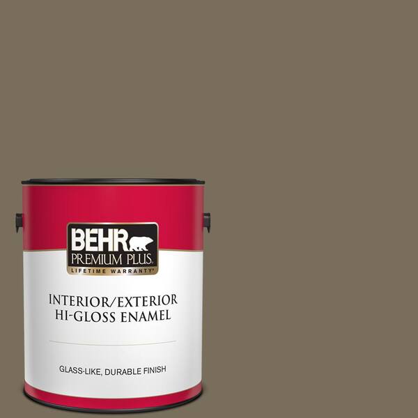 BEHR PREMIUM PLUS 1 gal. #730D-6 Coconut Husk Hi-Gloss Enamel Interior/Exterior Paint