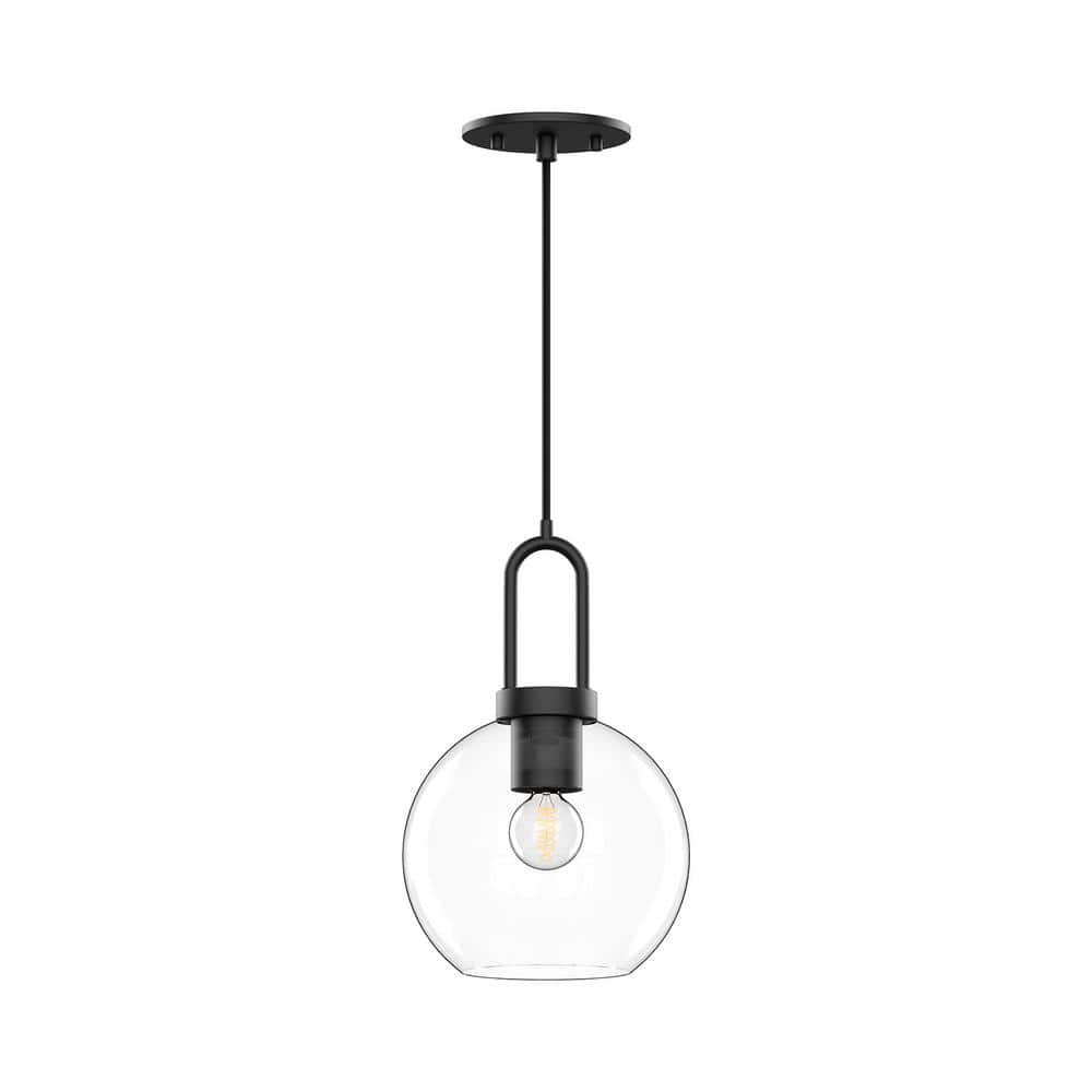 Mini Matte Black and Clear Glass Globe Pendant Light