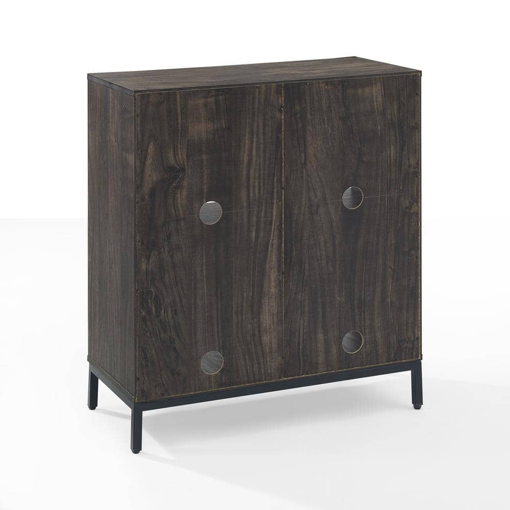 Brown Ash Four-Cube Record Storage Bookcase with Steel Legs