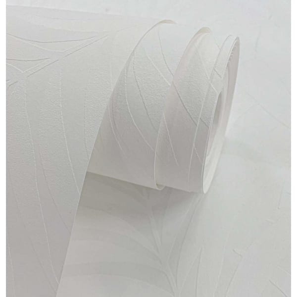 Off-White Tossed Palm Paintable Paper Unpasted Wallpaper Roll (Covers 57.5 sq. ft.)