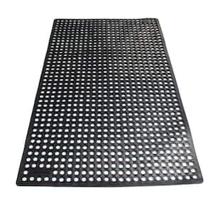 K-Series Comfort Tract Black 36 in. x 60 in. x 1/2 in. Indoor/Outdoor Rubber Non-Slip Grease-Resistant Drain-Through Mat