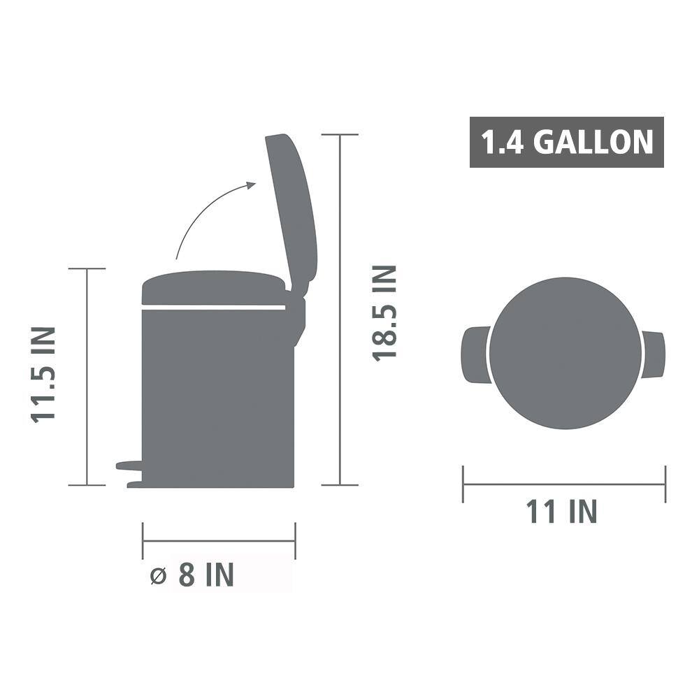 White Plastic and Steel Pedal Trash Can, 1.3 Gallon