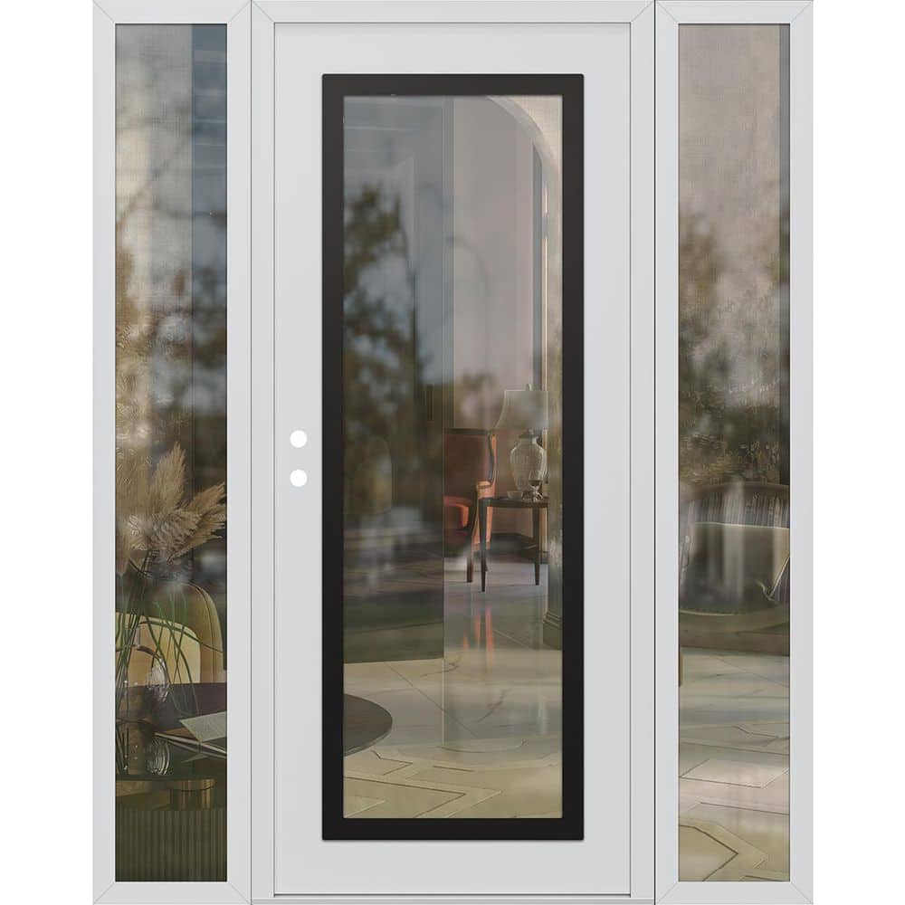 C1 68 in. x 80 in. Black P Right-Hand/Inswing Clear Glass White/White 2 Sidelite Steel Prehung Front Door price history on PriceWatchPro