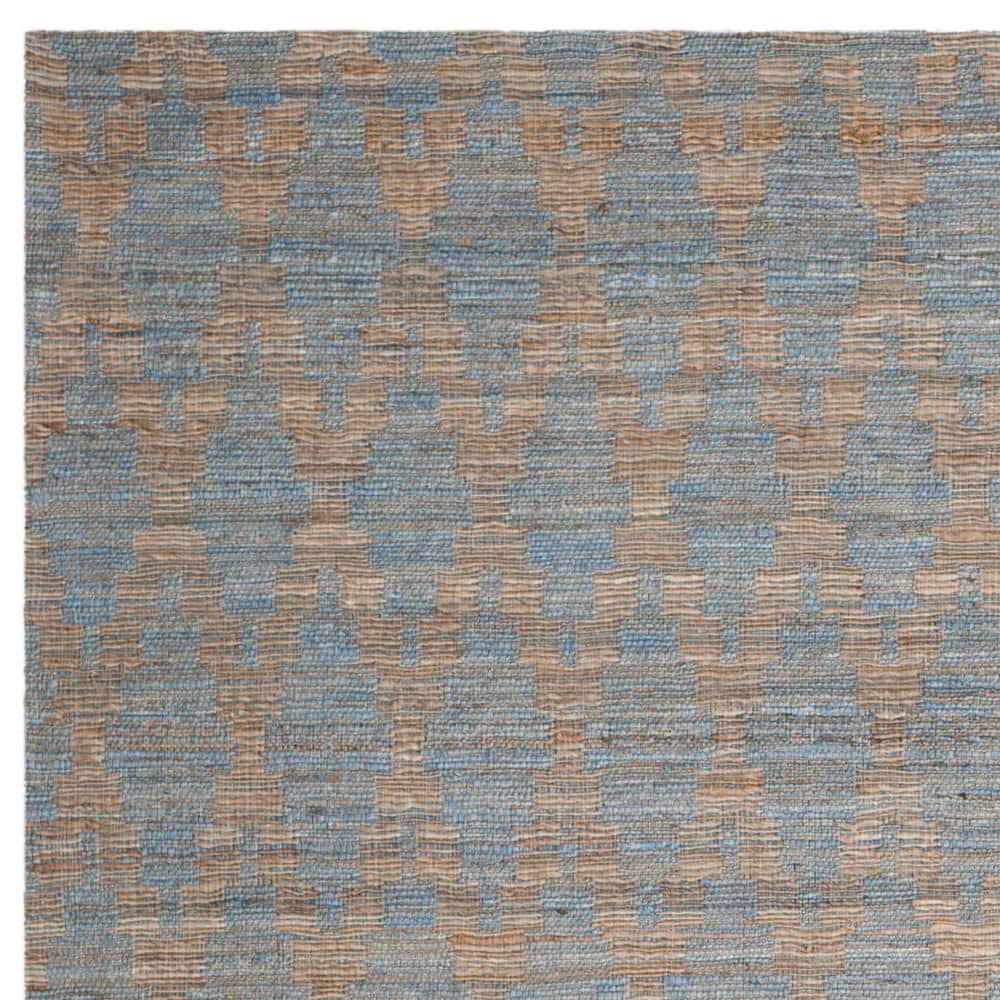 Coastal Charm Light Blue & Gold Handwoven Cotton Area Rug - 8' x 10'