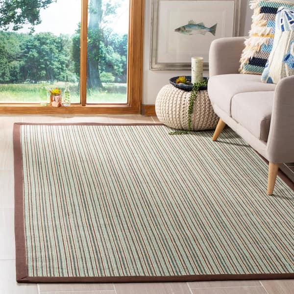 Safavieh Natural Fiber Hampton 3 X 5 Natural/Teal Indoor Solid