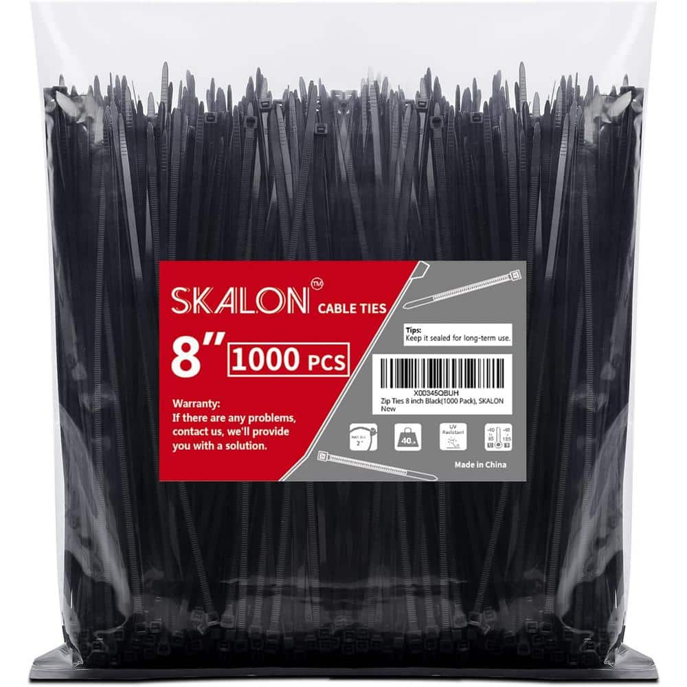 8 in. Zip Ties UV Resistant Nylon Cable Tie Black, 40lbs Tensile Strength Multi-Purpose for Indoor and Outdoor 1000 pack price history on PriceWatchPro