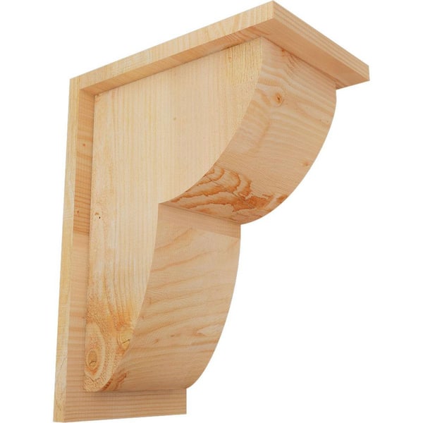 Ekena Millwork 8 in. x 12 in. x 16 in. Douglas Fir Crestline Rough Sawn Corbel with Backplate