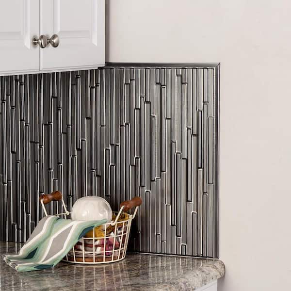 Brushed Steel 47 in. Vinyl Backsplash Accessory J-Trim (5-Pack)