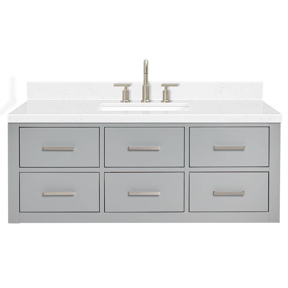 Hutton 48" Gray Wall-Mount Vanity with Carrara Quartz Top