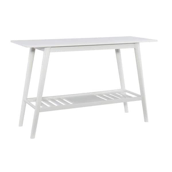 Linon Home Decor Breville 47 in. White Rectangle Wood Console Table with Shelf