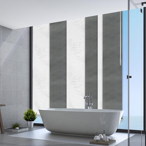 EMOH Heathered Rose 70 in. - 130 in. W x 94 in. L Adjustable 6- Panel White Single Rail Panel Track with 23.5 in. Slates