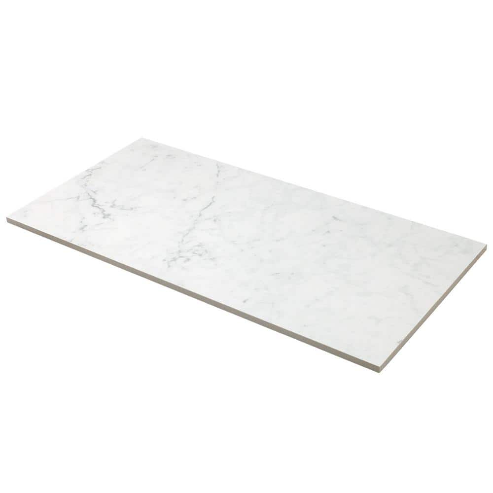 Large Format White Porcelain Marble Look Floor and Wall Tile