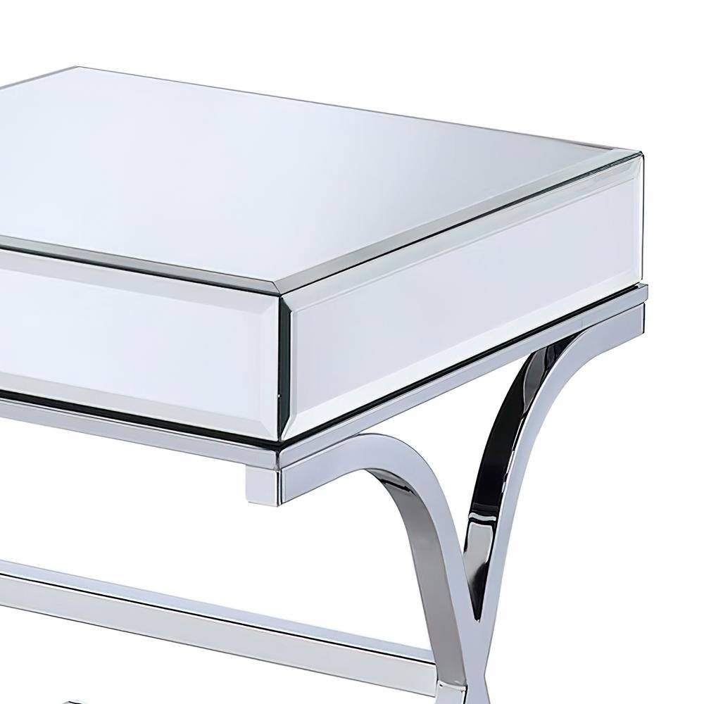 Yuri 21" Chrome Finish Mirrored Metal End Table