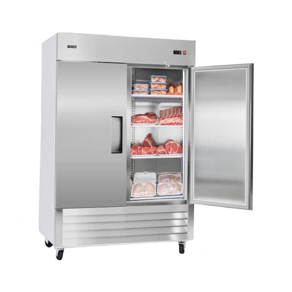 Commercial Freezer 44 Cu.ft. Reach In 54.01 in.W Upright Freezer 2-Doors Auto-Defrost Stainless Steel Silver