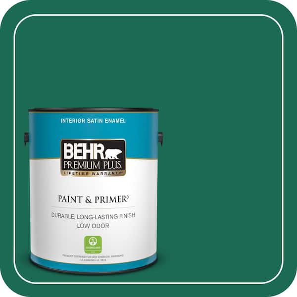 BEHR PREMIUM PLUS 1 gal. #480B-7 Clover Brook Satin Enamel Low Odor Interior Paint & Primer