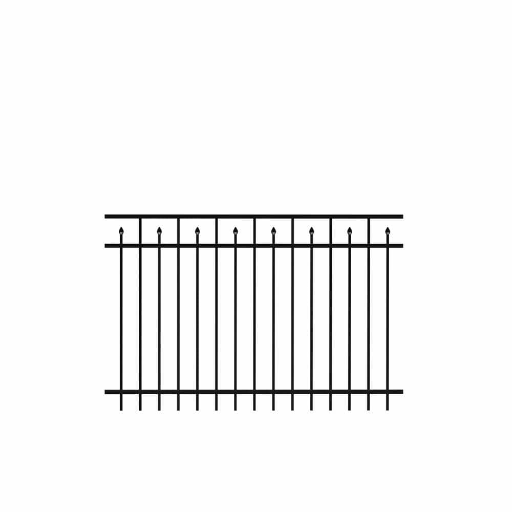 Barrette Outdoor Living Brilliance Standard-Duty 4 ft. H x 6 ft. W Black Aluminum Pre-Assembled Fence Panel