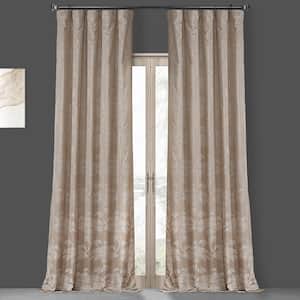 Sequoia Sand Beige 50 in. W x 120 in. L Faux Silk Jacquard Light Filtering Curtain (1-Panel)