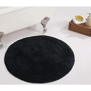 Waterford Collection 100% Cotton Tufted Non-Slip Bath Rug, 30 in. Round, Black
