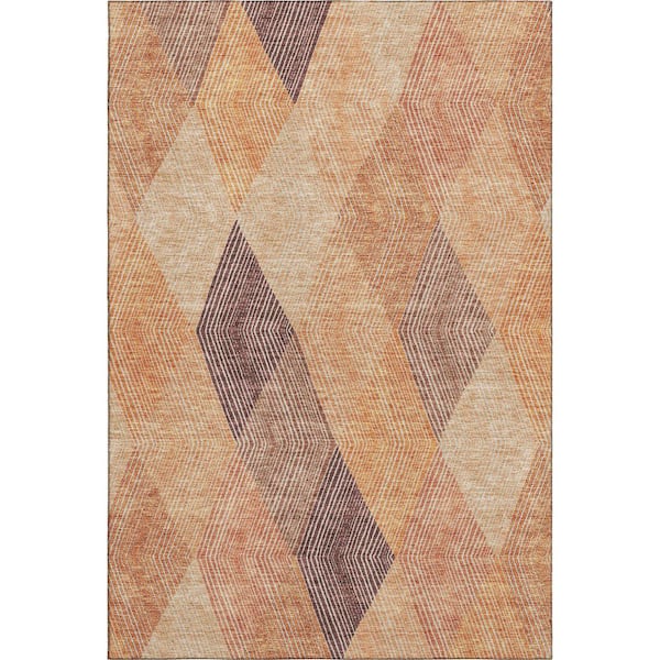 Mayfield Premium Machine Washable Abstract AMF962 Orange 2 ft. 6 in. x 3 ft. 10 in. Area Rug