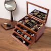 YIYIBYUS 4 Layer Vintage Brown Wooden Jewelry Box with Mirror and Drawers Jewelry  Storage Organizer 65LMCI9W00-1 - The Home Depot