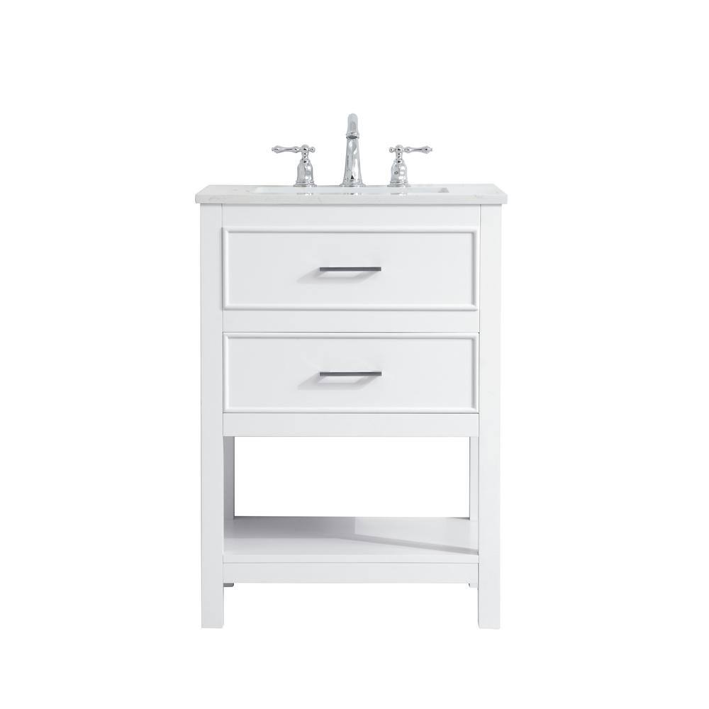 Sinclaire 24" White Quartz Top Traditional Bathroom Vanity