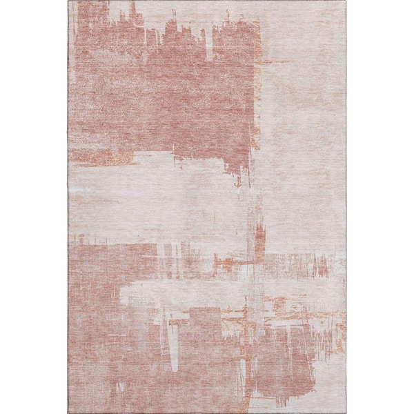 Mayfield Premium Machine Washable Indoor/Outdoor Geometric AMF624 Blush 8 ft. x 10 ft. Area Rug