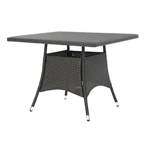Octavia Grey Square Faux Rattan Outdoor Patio Dining Table