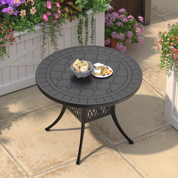 Willit 39.37 in. Cast Aluminum Patio Dining Round Table