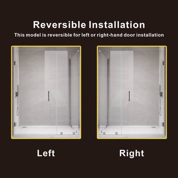 UKH07 72 in. W x 80 in. H x 40 in. D Hinged Frameless Corner Shower Enclosure in Brushed Nickel 3/8 in. Clear Glass