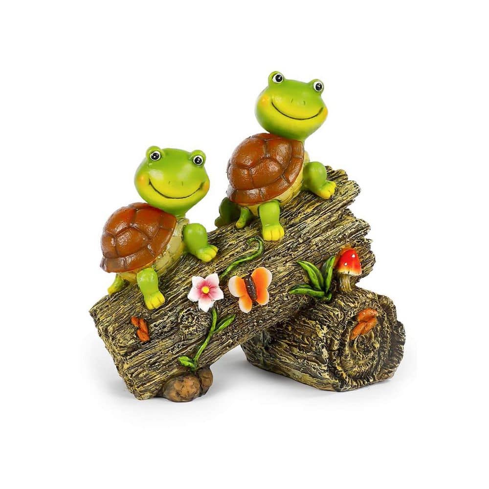 Resin Solar Frog Garden Statue