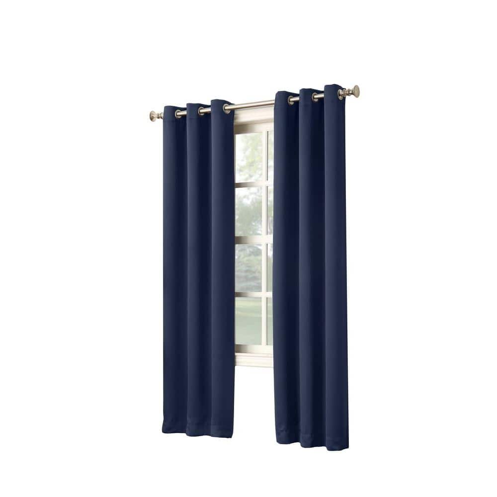 Navy Blackout Grommet Polyester Window Panel, 40" x 95"