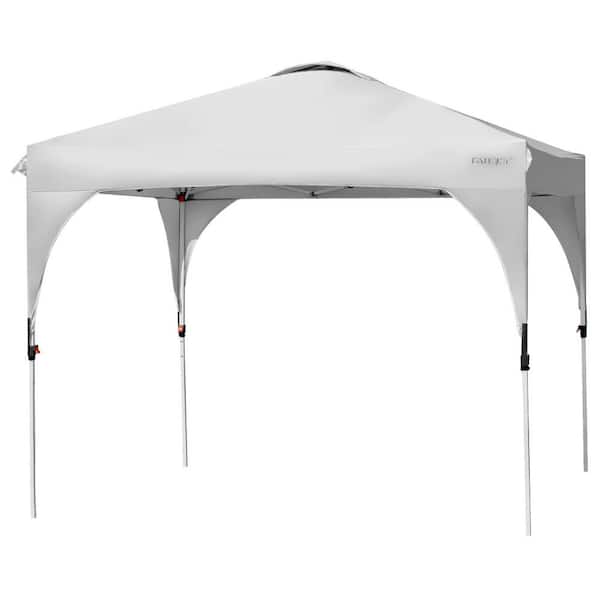 HONEY JOY Pop-up Canopy Tent 10 ft. x 10 ft. Height Adjustable Commercial Instant Canopy with Portable Roller Bag Grey