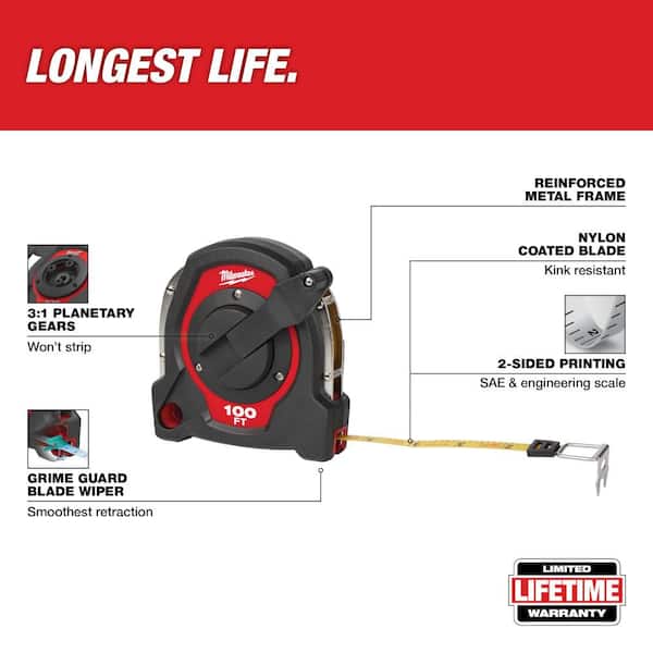100 ft. Closed Reel Long Tape Measure