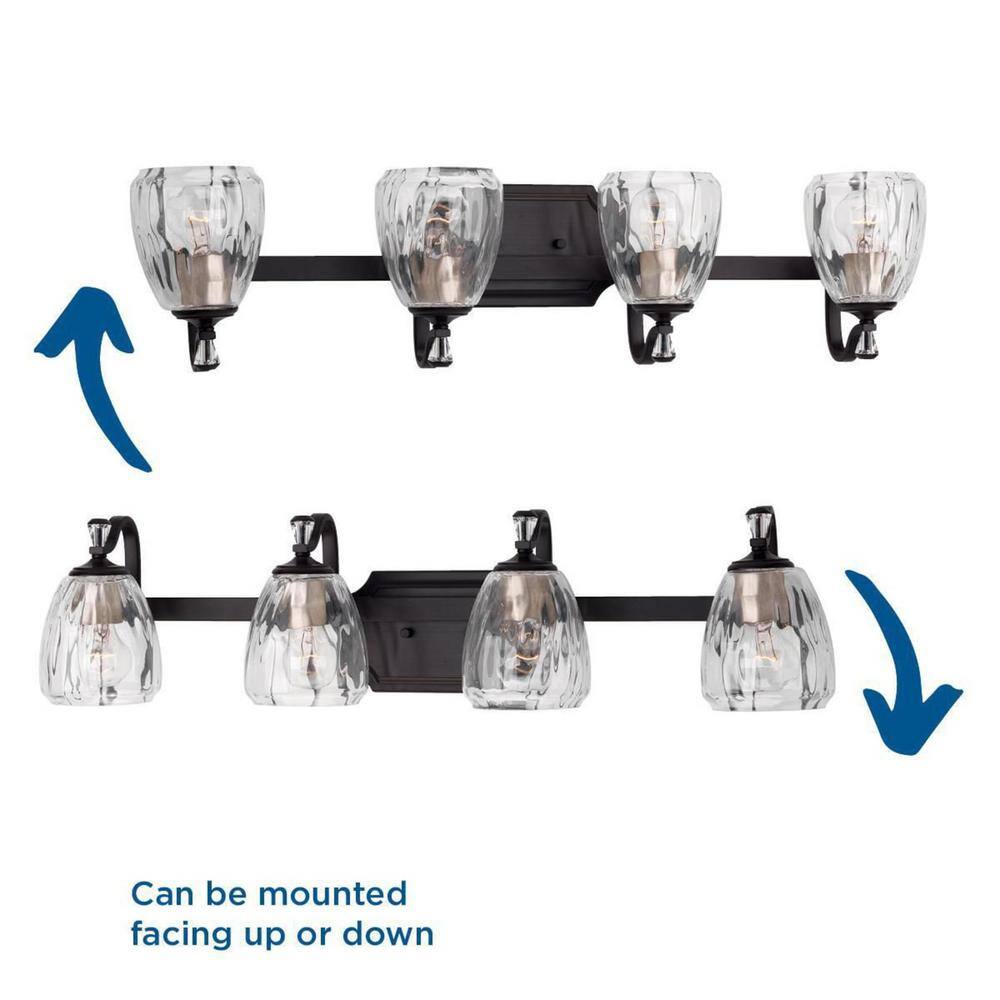 Anjoux Antique Bronze 4-Light Vanity Fixture with Clear Glass Shades