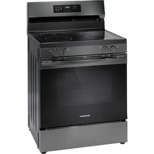 30 in 5.3 cu. ft. 5 Burner Element Freestanding Self-Cleaning Electric Range in Black Stainless Steel with Air Fry