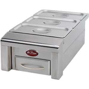 12 in. Drop-In Stainless Steel BBQ Food Warmer for Outdoor Grill Island