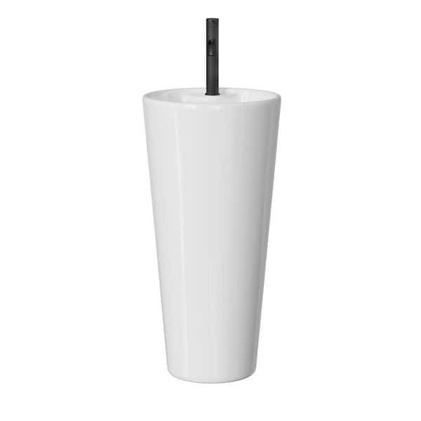 Simple Project Ceramics 33 in. Round Freestanding Bathroom Pedestal Sink Basin with Overflow in Crisp White