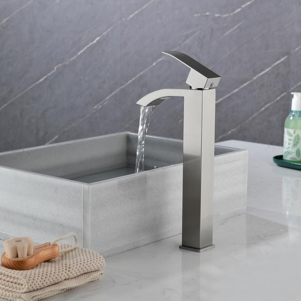 Brushed Nickel Single Handle Vessel Sink Faucet